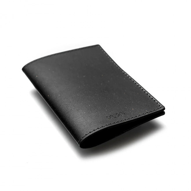 PORTE-PASSEPORT PUBLICITAIRE EN CUIR RECYCLE 'MARIA' - noir