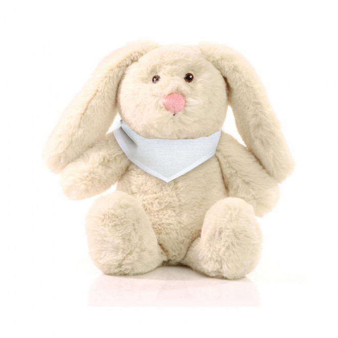 PELUCHE RPET LAPIN PERSONNALISABLE 'PINOU BANDANA' - blanc