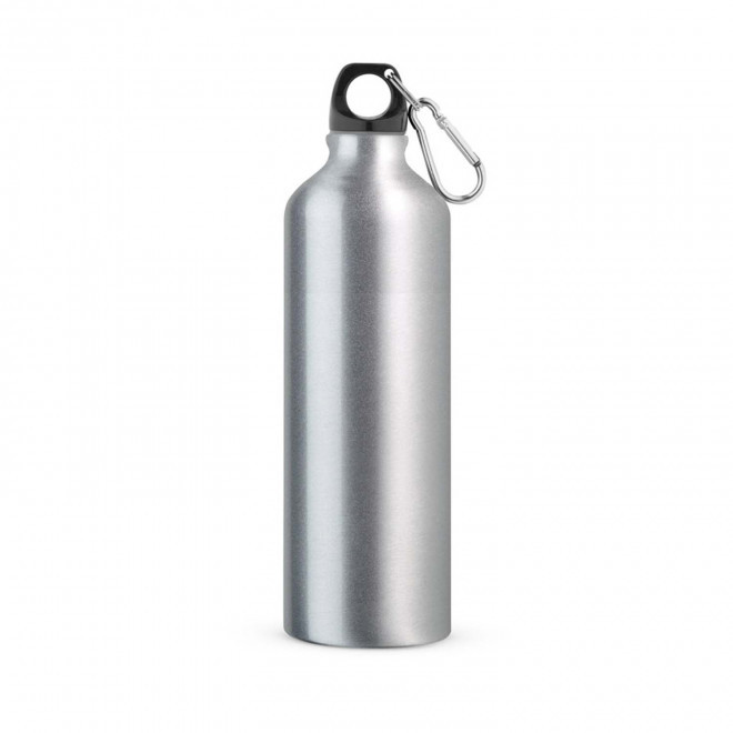 GOURDE EN MÉTAL PUBLICITAIRE AVEC MOUSQUETON 800 ML 'CANYON' - argenté