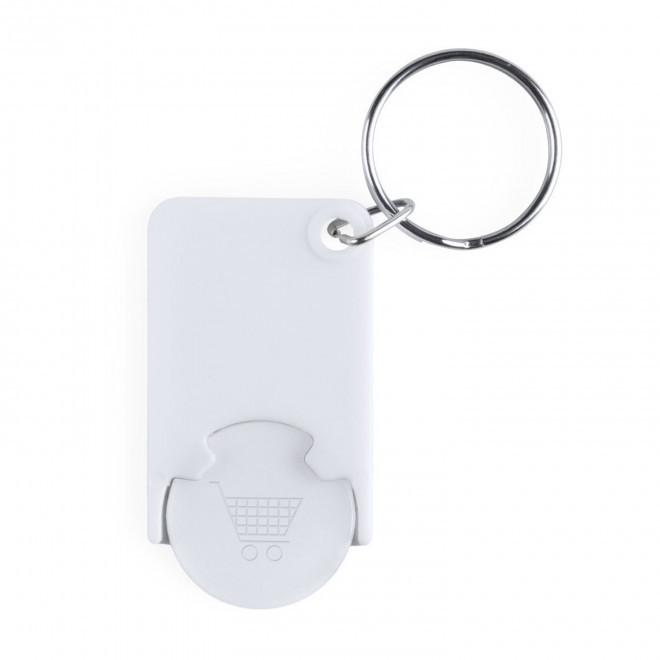 PORTE-CLÉS PUBLICITAIRE JETON 'TOKEN' - blanc