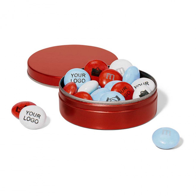 BOITE METAL 20G DE M&M'S® PERSONNALISABLES - rouge