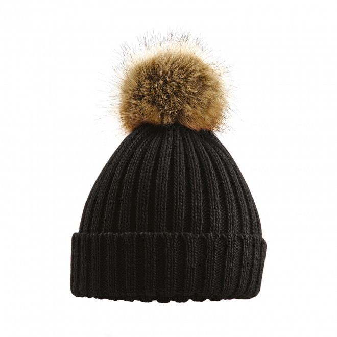 BONNET POMPON AMOVIBLE PERSONNALISABLE 'POMPOMO' - noir