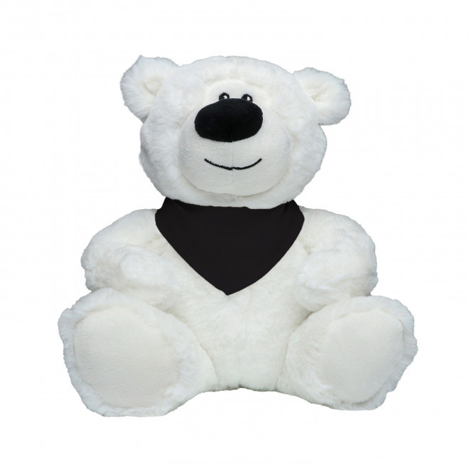 PELUCHE RPET OURS BLANC PERSONNALISABLE 'BABO BANDANA' - noir