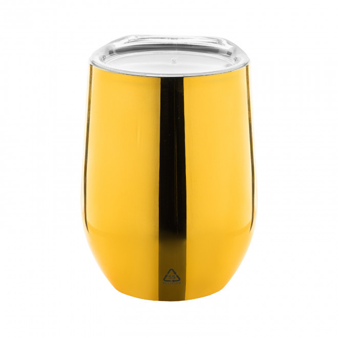 MUG ISOTHERME 350ML PERSONNALISABLE 'GOUGA RECYCLE GOLD' - doré
