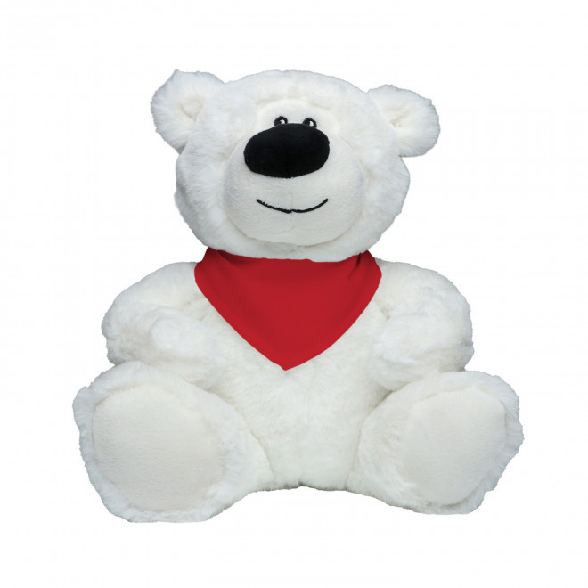 PELUCHE RPET OURS BLANC PERSONNALISABLE 'BABO BANDANA' - rouge