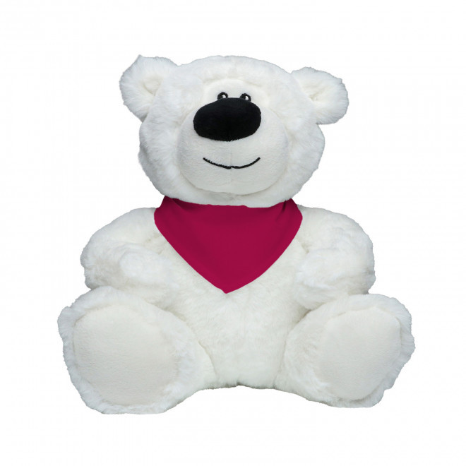 PELUCHE RPET OURS BLANC PERSONNALISABLE 'BABO BANDANA' - rose
