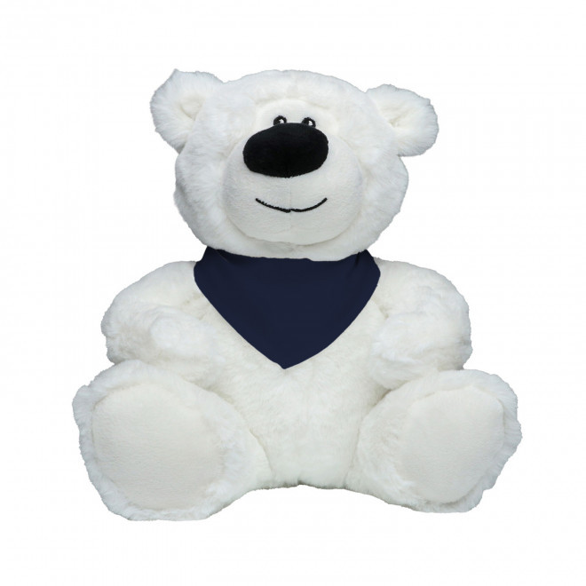 PELUCHE RPET OURS BLANC PERSONNALISABLE 'BABO BANDANA' - bleu foncé