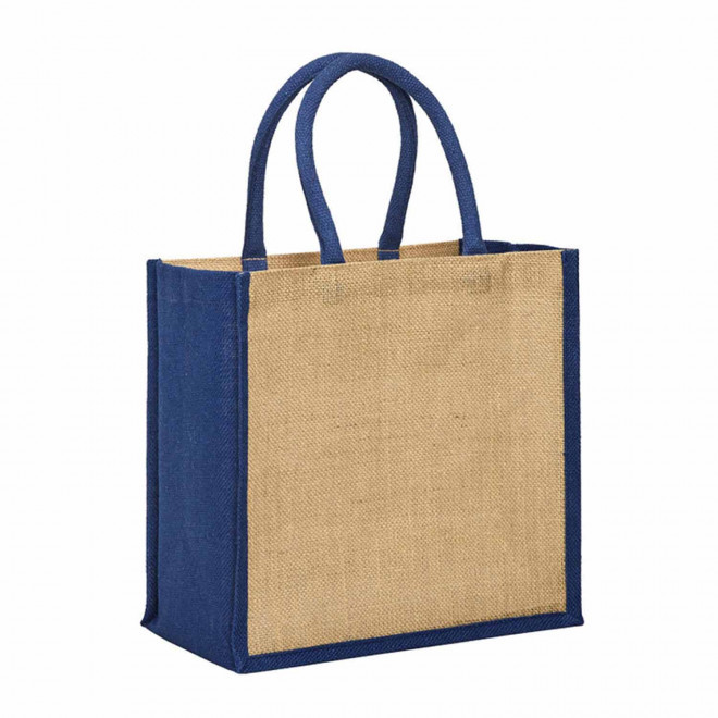 SAC EN JUTE PERSONNALISABLE SOUFFLET COLORE 'FALI' - bleu marine