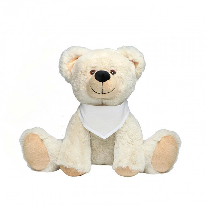 PELUCHE OURSON PERSONNALISABLE 'PADOU BANDANA' - beige/blanc