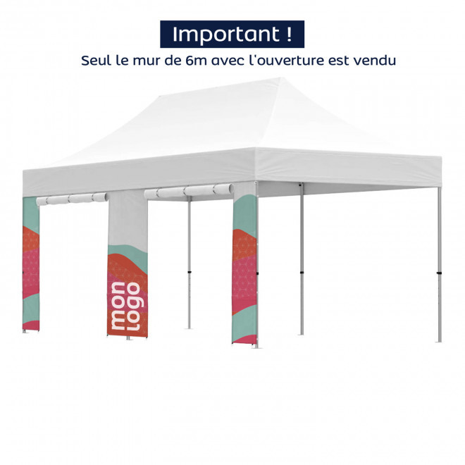MUR AVEC OUVERTURE TENTE PERSONNALISE 6X3M 'TELTA' - blanc