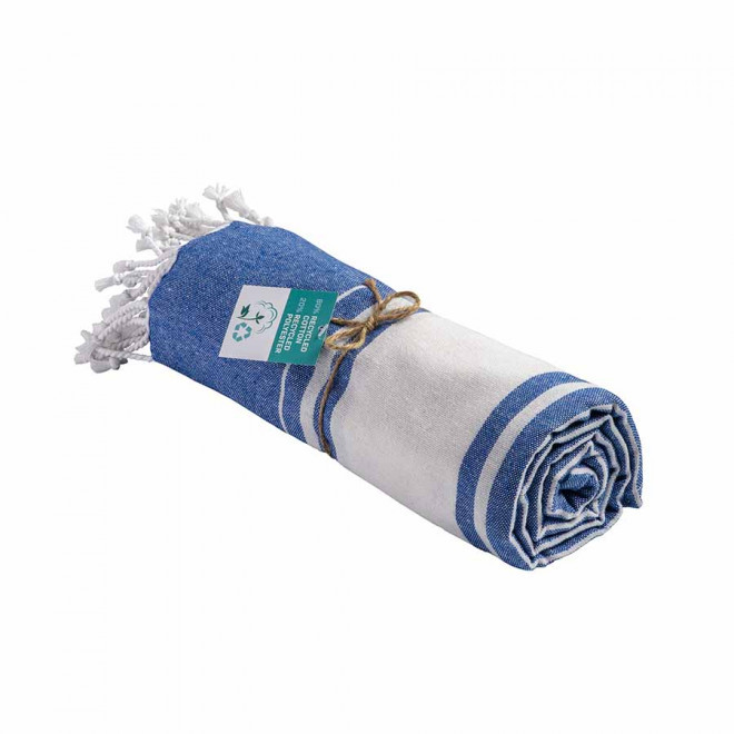 PAREO/FOUTA PERSONNALISABLE 'HORTENSE 180 RECYCLE CLASSIQUE' - bleu royal