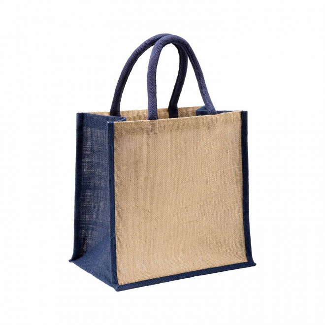MINI SAC EN JUTE PERSONNALISE 'KYS' - bleu marine