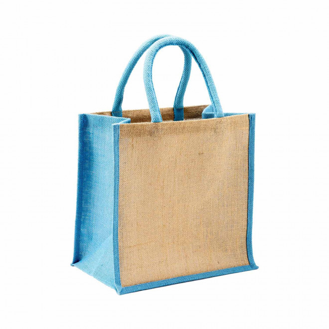 MINI SAC EN JUTE PERSONNALISE 'KYS' - bleu ciel