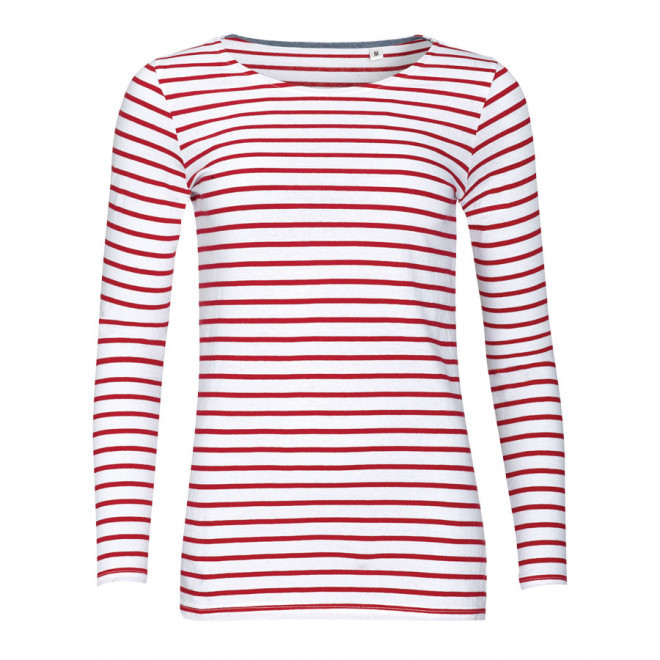MARINIÈRE PUBLICITAIRE COL ROND FEMME 'MARINE' 150GR/M² - blanc/rouge