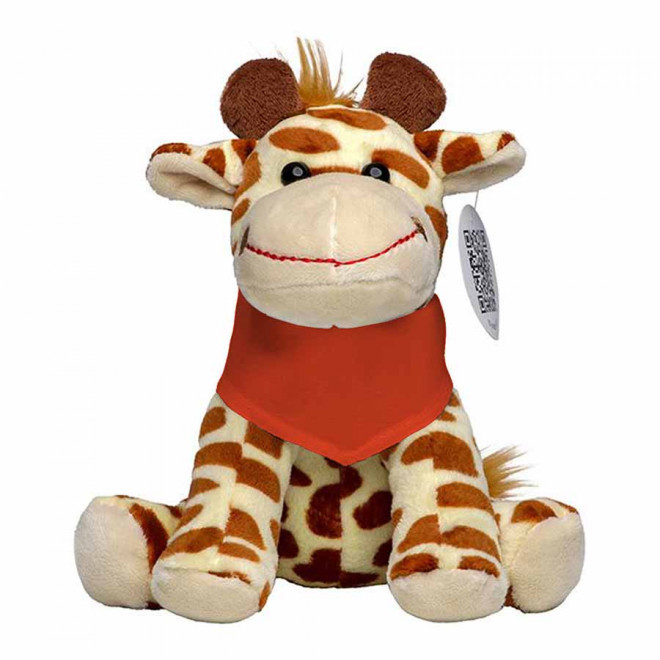 PELUCHE GIRAFE PERSONNALISABLE 'MANNY BANDANA' - orange