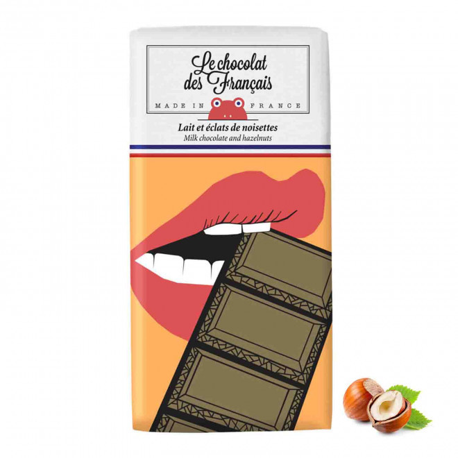 TABLETTE DE CHOCOLAT AU LAIT PUBLICITAIRE LE CHOCOLAT DES FRANCAIS 'CHOFI' - lait & noisettes