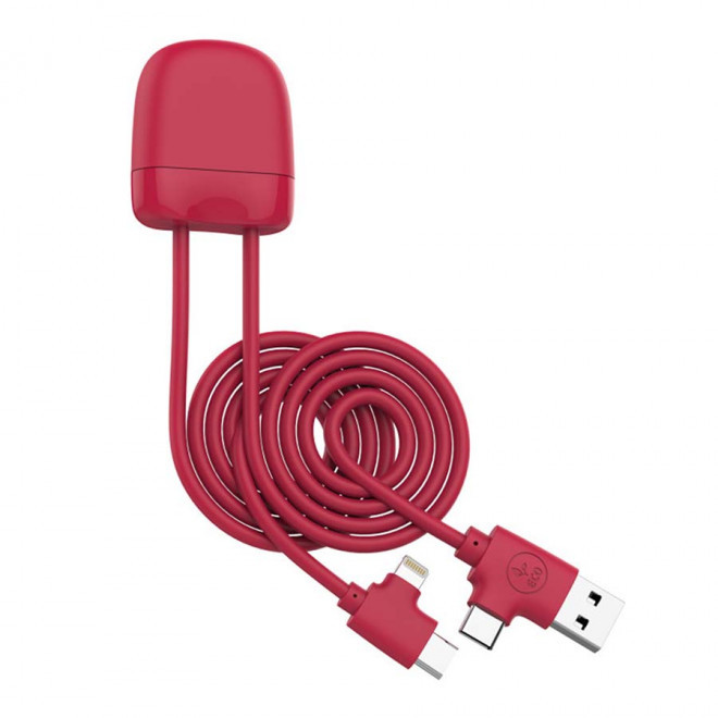 CÂBLE DE CHARGE PERSONNALISÉ 1 MÈTRE XOOPAR®  'ICE-C' 72H - rouge