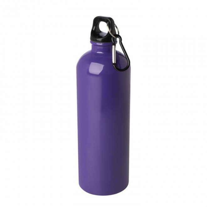 GOURDE ACIER RECYCLE 750ML PERSONNALISABLE 'AVEREST' MOUSQUETON NOIR - violet