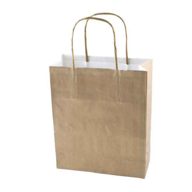 SAC PAPIER KRAFT PROMOTIONNEL ANSES TORSADEES 'CUBANO' 32X41X12 cm 100 GR/M² - doré