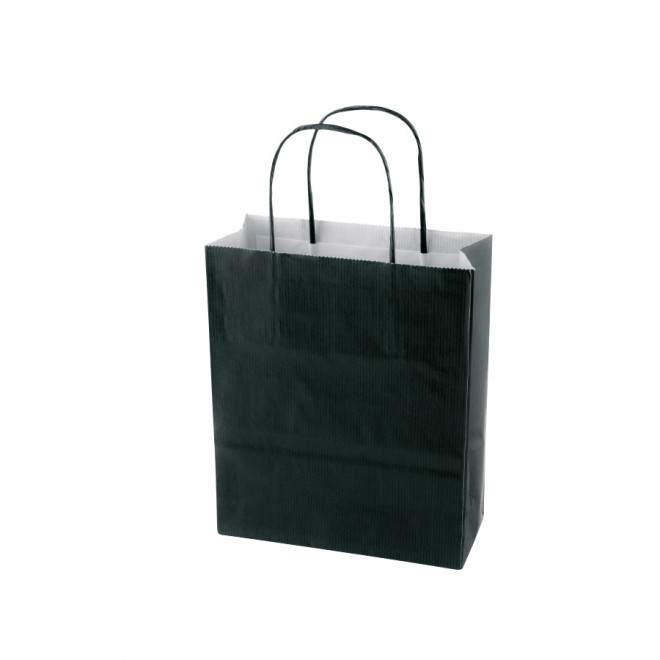 SAC PAPIER KRAFT PUBLICITAIRE ANSES TORSADEES 'CUBANO' 22X31X10 cm 90 GR/M² - noir