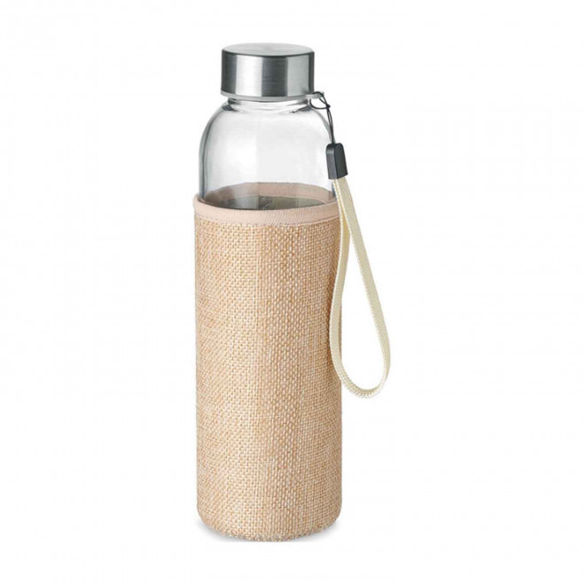 BOUTEILLE PERSONNALISABLE EN VERRE ET JUTE 'BOCA TOUCH' 4J - beige