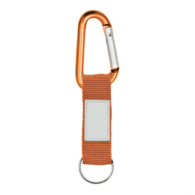 PORTE-CLES PUBLICITAIRE MOUSQUETON AVEC LANIERE 'HOOK' - orange
