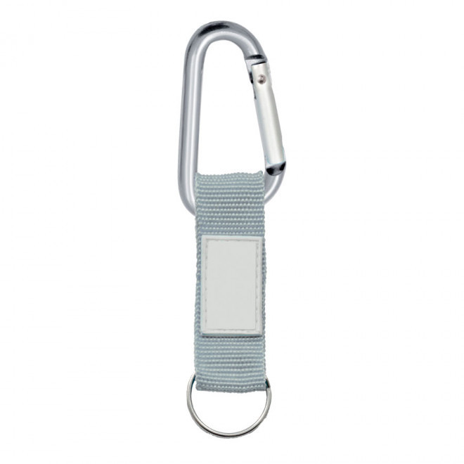 PORTE-CLES PUBLICITAIRE MOUSQUETON AVEC LANIERE 'HOOK' - gris