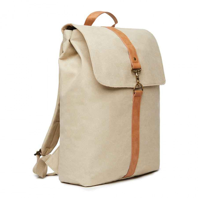 SAC A DOS PERSONNALISABLE EN TOILE RECYCLE 'YATA' - beige