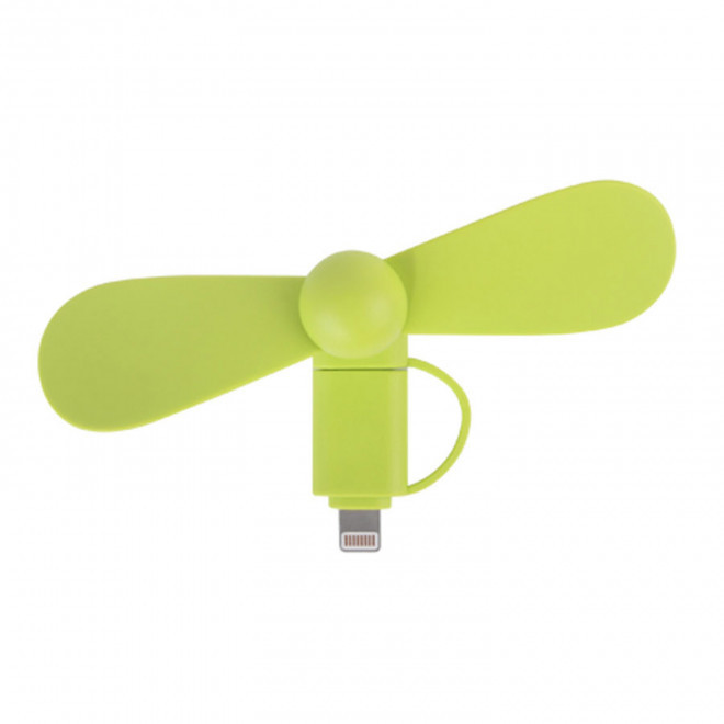 VENTILATEUR 2 EN 1 AVEC EMBOÛT LIGHTNING ET MICRO-USB 'NOROIT' - vert