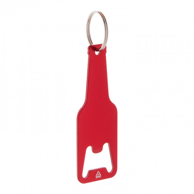 PORTE-CLES DECAPSULEUR PERSONNALISABLE  ALU RECYCLE 'BOTELLO RECYCLE - rouge