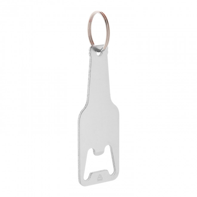 PORTE-CLES DECAPSULEUR PERSONNALISABLE  ALU RECYCLE 'BOTELLO RECYCLE - argenté