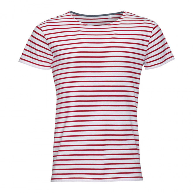 T-SHIRT MARINIÈRE PERSONNALISÉ HOMME 'MILES' 150GR/M² - blanc/rouge