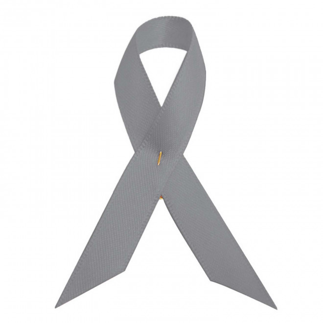 BROCHE RUBAN PERSONNALISÉE EN SATIN 'SOUTIEN' - gris