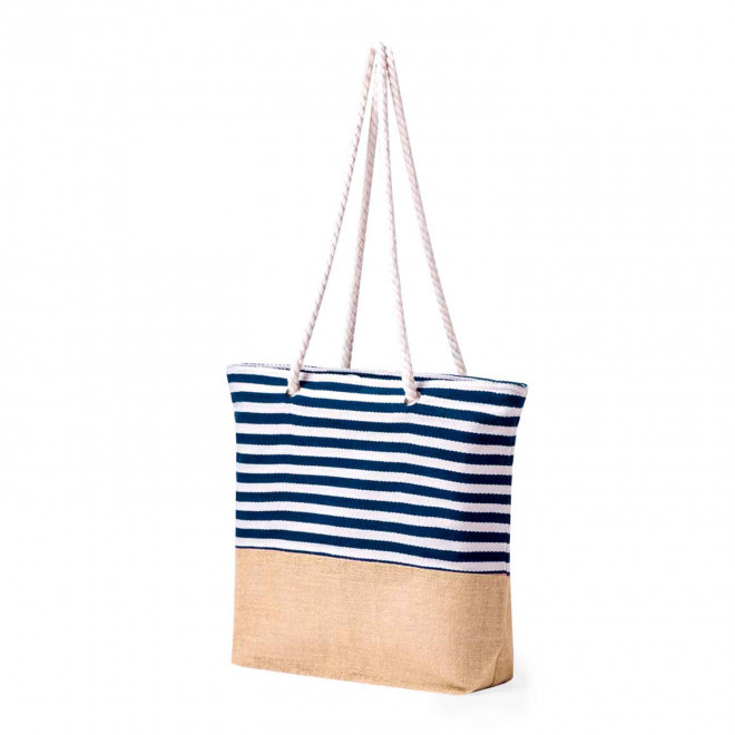 SAC EN COTON ET JUTE PERSONNALISABLE 'BERLA' - bleu marine