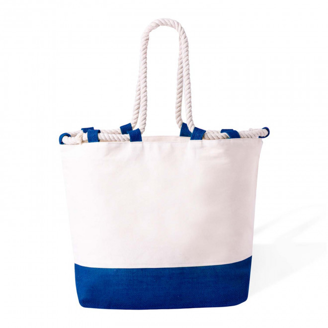 SAC COTON ET JUTE PERSONNALISABLE 'PRAIA' - bleu marine