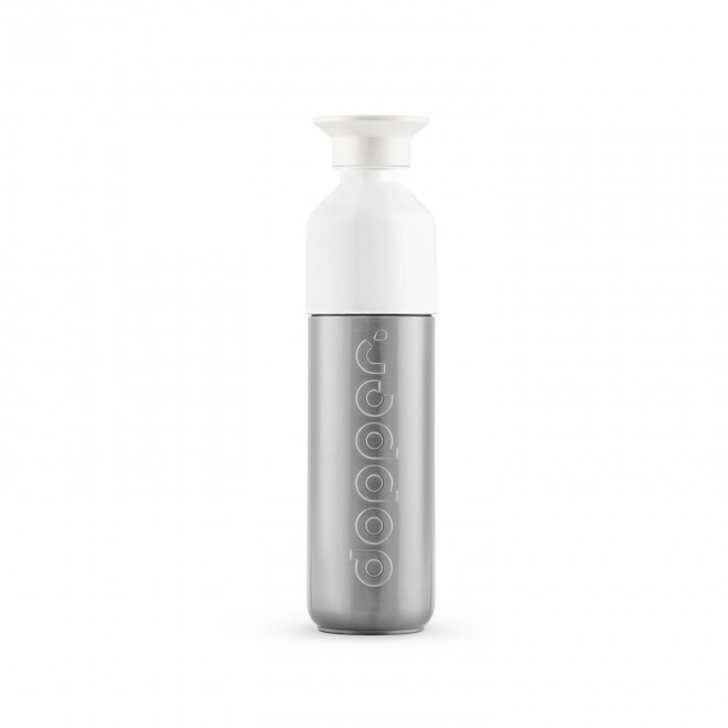 BOUTEILLE ISOTHERME PERSONNALISABLE DOPPER 350ML 'LOSTRI' - argenté/blanc
