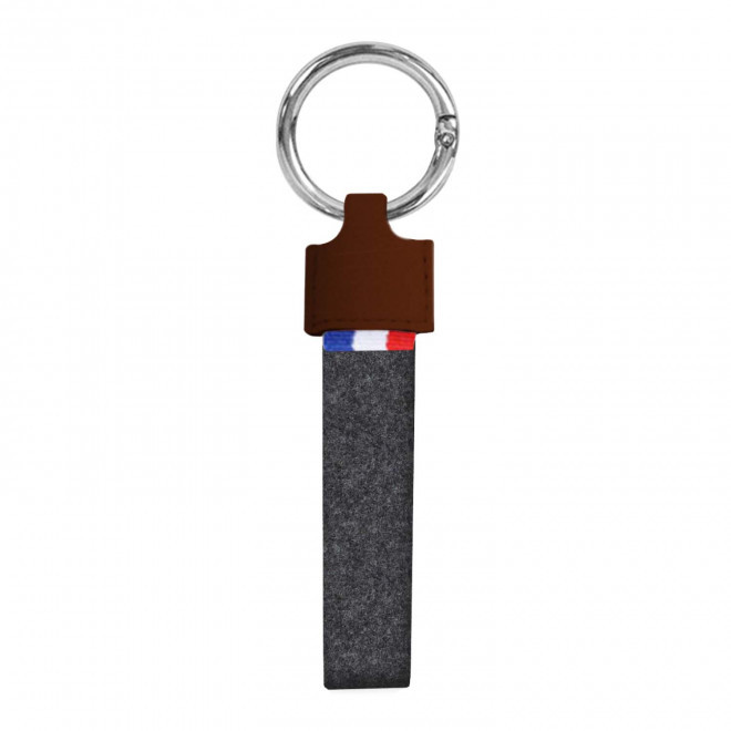 PORTE-CLES PUBLICITAIRE AUTOMOBILE 'POTI AUTOMOBILE RECYCLE' - terracotta/feutrine