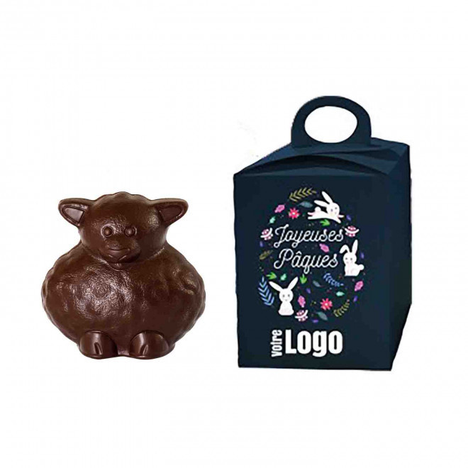 MOULAGE EN CHOCOLAT BIO NOIR OU AU LAIT PERSONNALISÉ LPCC® 'CHOCO' - mouton chocolat au noir