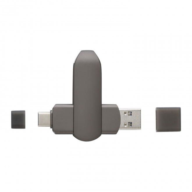 CLE USB TWIST 3.0 PERSONNALISABLE 'MITALLO DUO' 64 GO  - gun métal