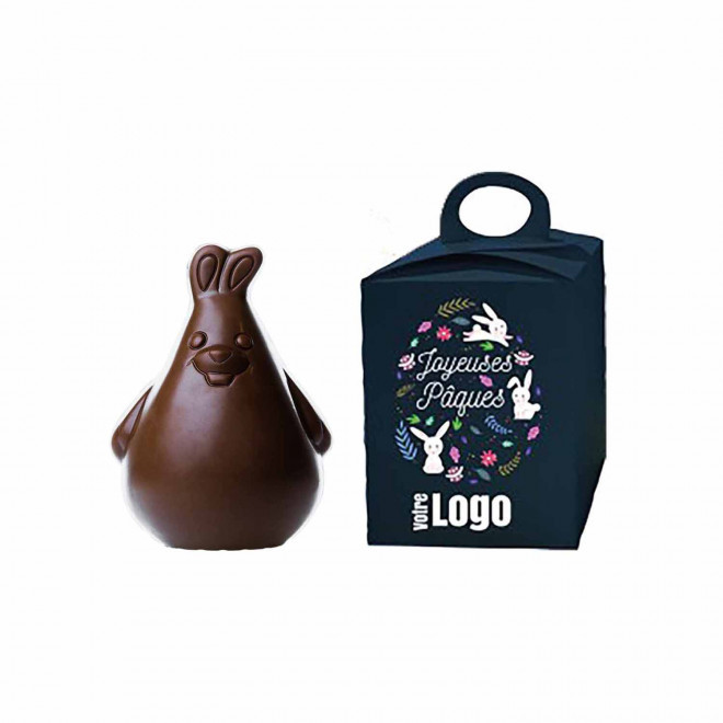 MOULAGE EN CHOCOLAT BIO NOIR OU AU LAIT PERSONNALISÉ LPCC® 'CHOCO' - lapin chocolat noir
