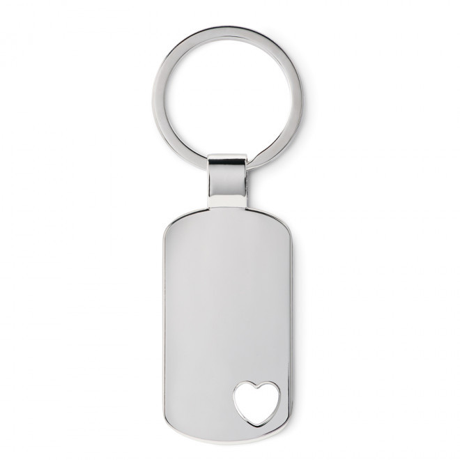 PORTE-CLÉS PERSONNALISÉ EN MÉTAL AVEC COEUR 'CORAZ' - argenté