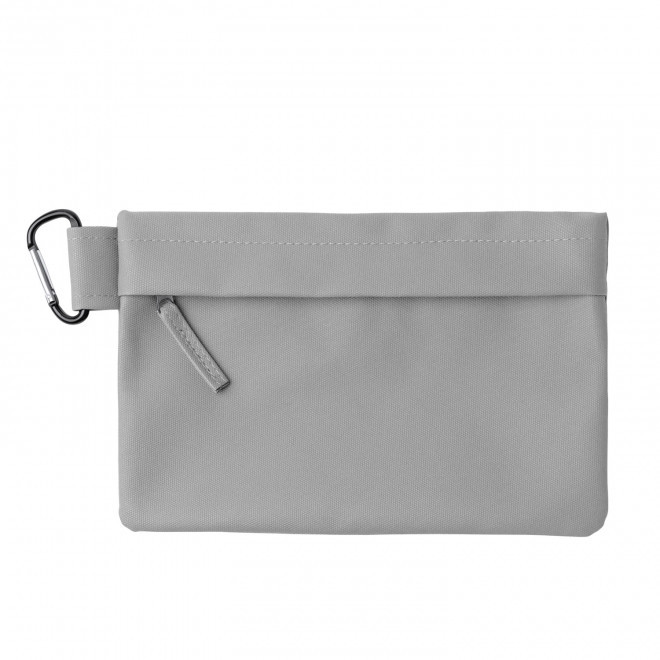 TROUSSE EN PU MOUSQUETON PERSONNALISABLE 'ARYANI' - gris