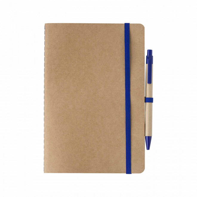CARNET A5 AVEC STYLO PERSONNALISABLE 'ISIS STYLO' - bleu