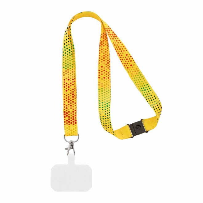 TOUR DE COU TELEPHONE RPET PERSONNALISABLE MIE 'BASICLAN CLIP SUBLI' - blanc