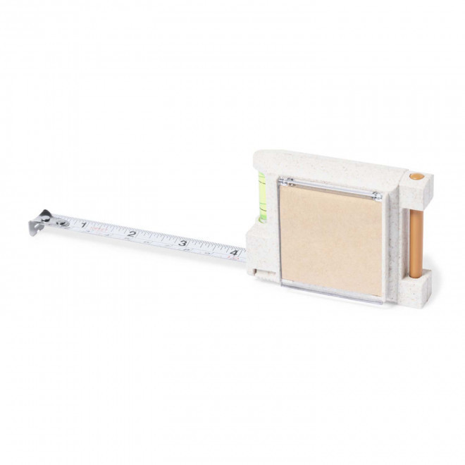 METRE NIVEAU 3M ET BLOC-NOTES PERSONNALISABLE 'METRO PAD BLE' - naturel