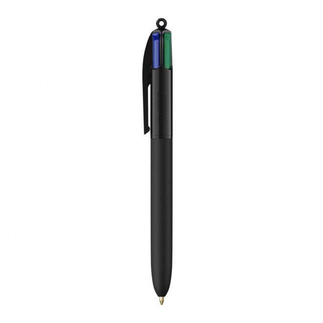 RAPIDE 4J - STYLO BIC® 4 COULEURS PERSONNALISÉ 'SOFT STYLE' - noir/noir