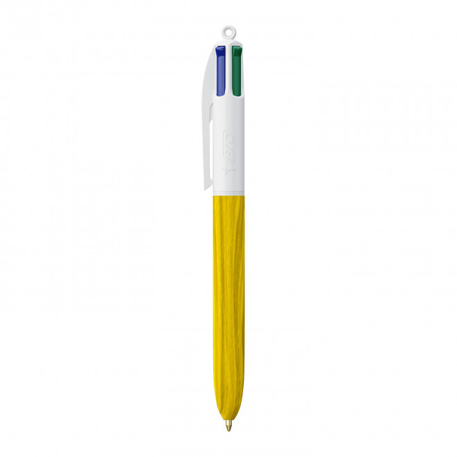 EXPRESS 72H - STYLO BIC® 4 COULEURS 'WOOD STYLE'  - blanc/jaune