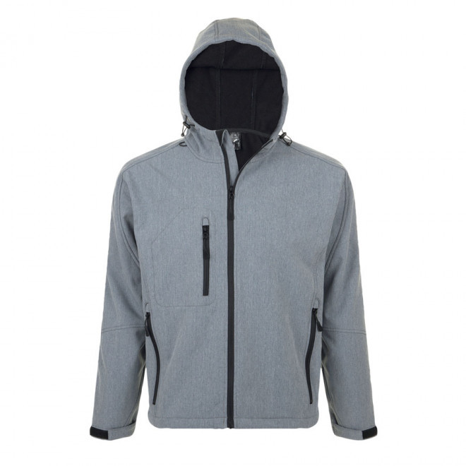 VESTE SOFTSHELL A CAPUCHE HOMME 'REPLAY ' 340 GR/M² - gris chiné