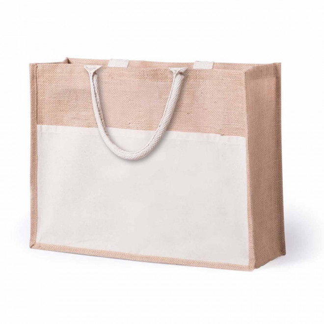 SAC EN JUTE ET TOILE PERSONNALISABLE 'FIORA' - naturel
