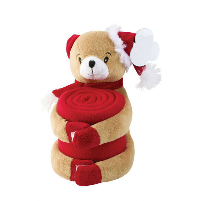 PELUCHE DE NOËL AVEC PLAID POLAIRE PUBLICITAIRE 'JACQUOT' - ours